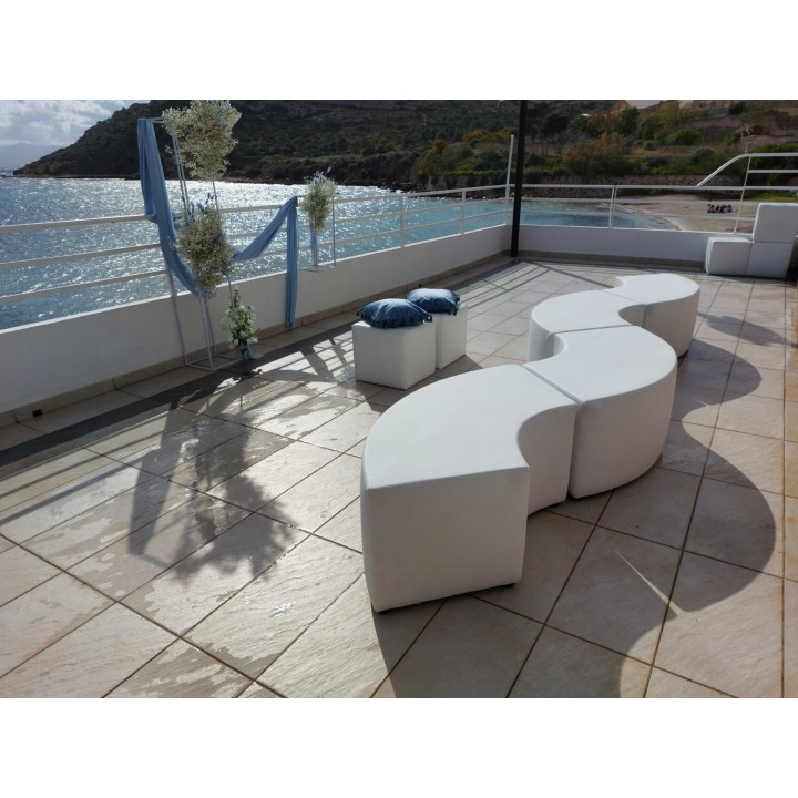 Snake pouf ecopelle bianca